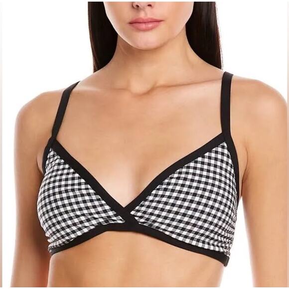 Andie Other - NWT Andie Swim The Cove Bikini Top In Black Gingham Size Large